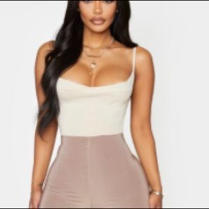 Shape Stone Jersey Cowl Neck Bodysuit